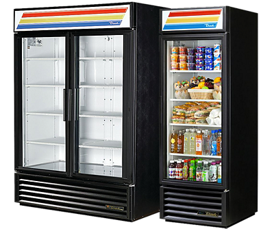 True Manufacturing T-49-2-G-2-HC Commercial Refrigerator, Half-Door  Refrigerator, 2 Glass Doors, 2 S/S Doors, 49 Cu.